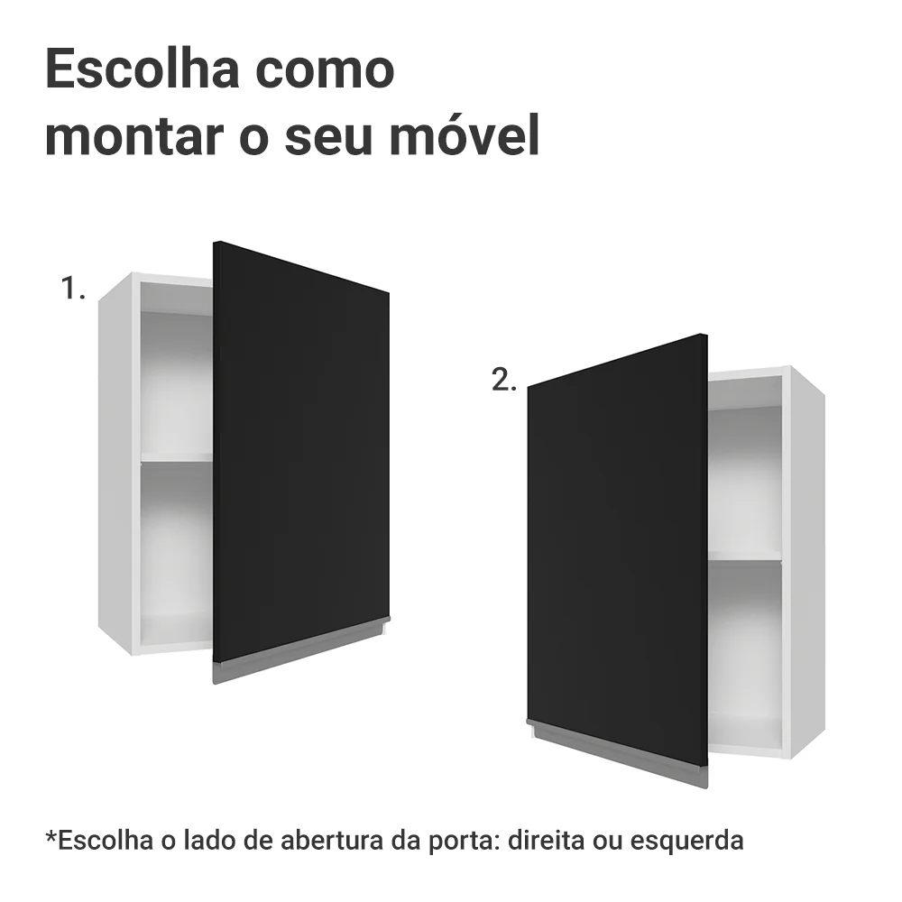 Armário Aéreo 50cm 1 Porta Branco/Preto Glamy Madesa - Image 4
