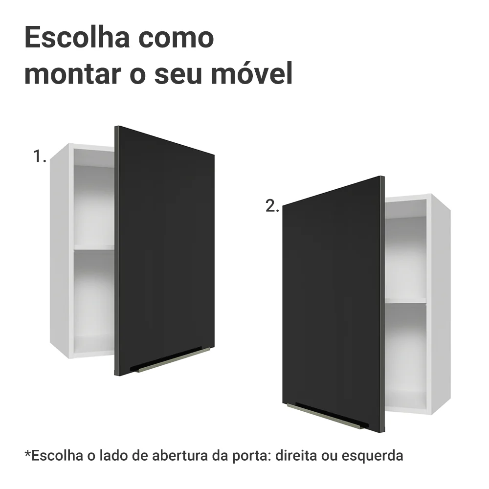 Armário Aéreo 50cm 1 Porta Branco/Preto Lux Madesa - Image 4