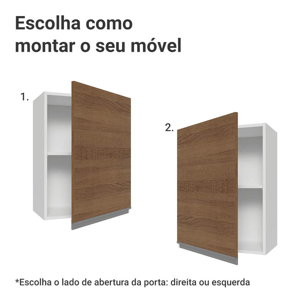 Armário Aéreo 50cm 1 Porta Branco/Rustic Glamy Madesa - Image 4