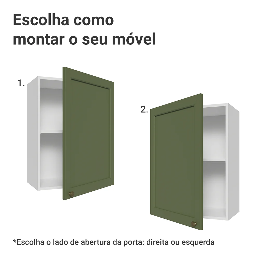 Armário Aéreo 50cm 1 Porta Branco/Verde Vik Madesa - Image 4