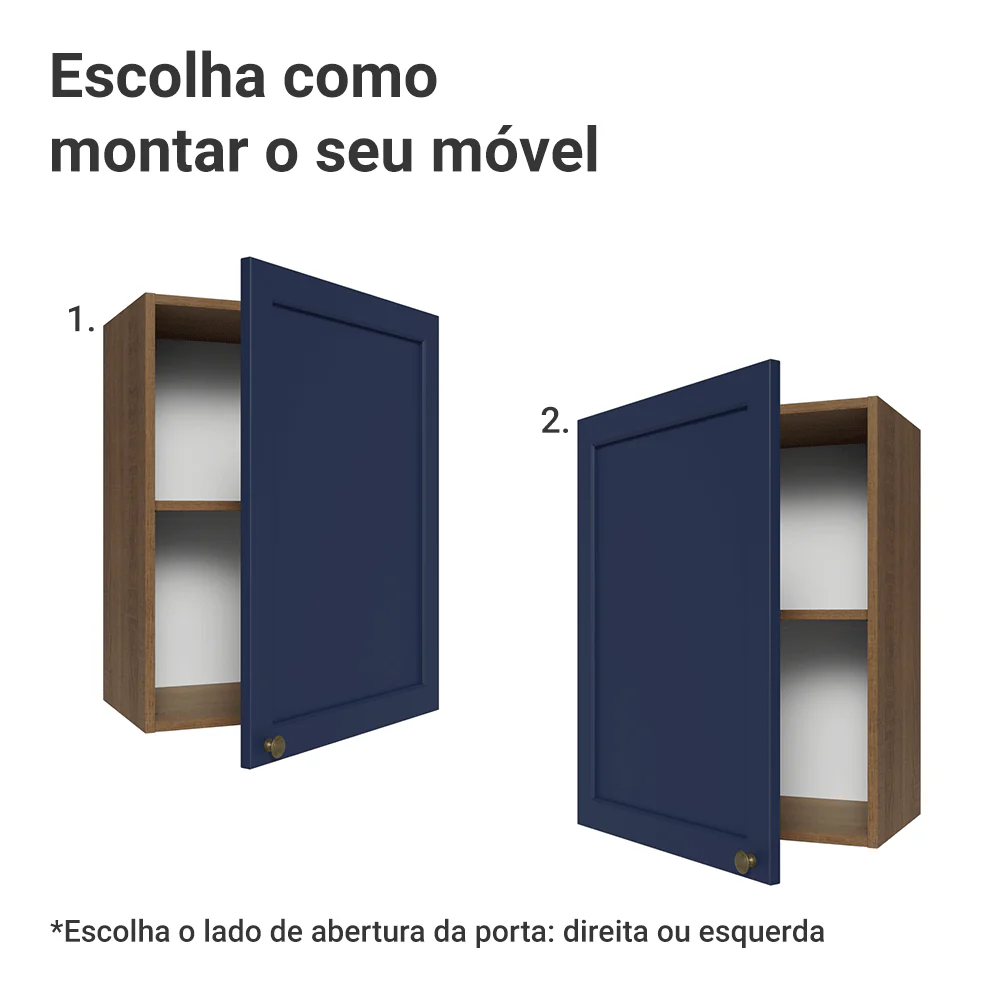 Armário Aéreo 50cm 1 Porta Rustic/Azul Vik Madesa - Image 4