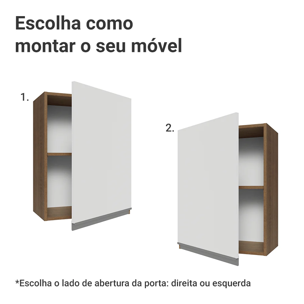 Armário Aéreo 50cm 1 Porta Rustic/Branco Glamy Madesa - Image 4