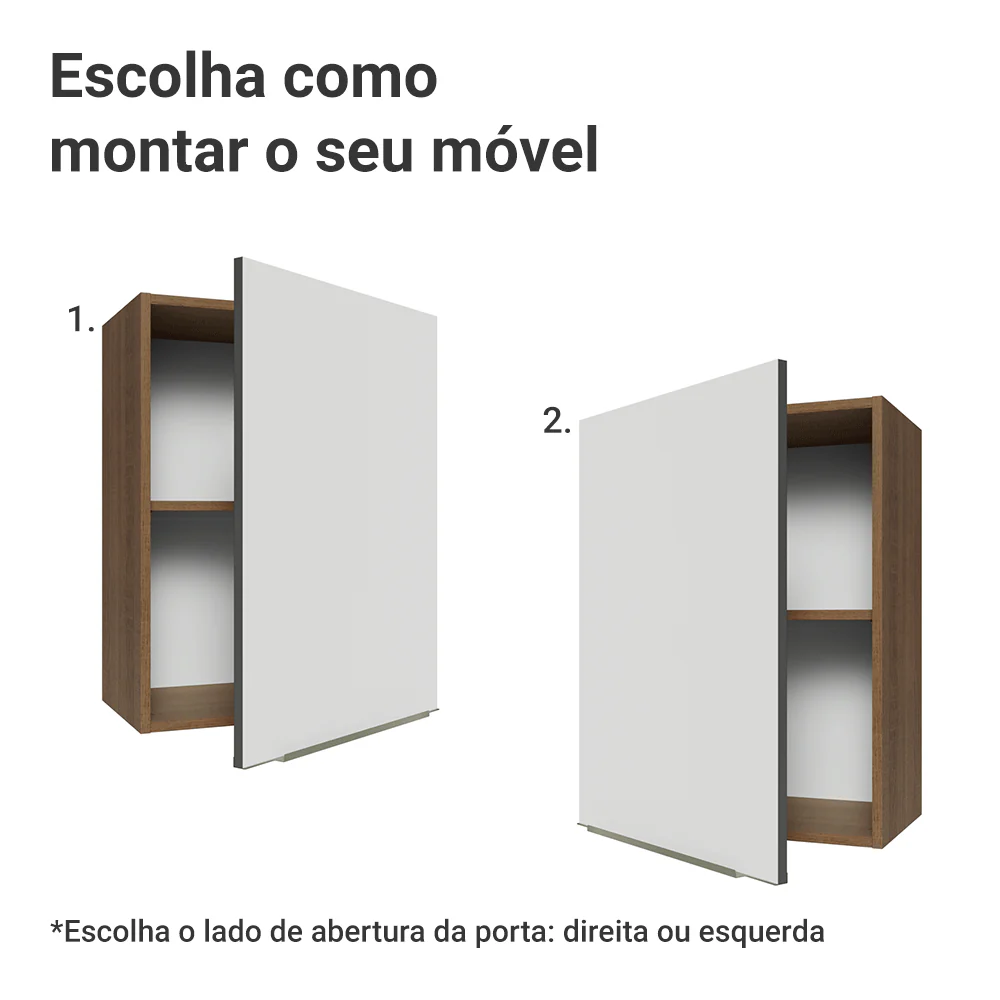 Armário Aéreo 50cm 1 Porta Rustic/Branco Veludo Lux Madesa - Image 4