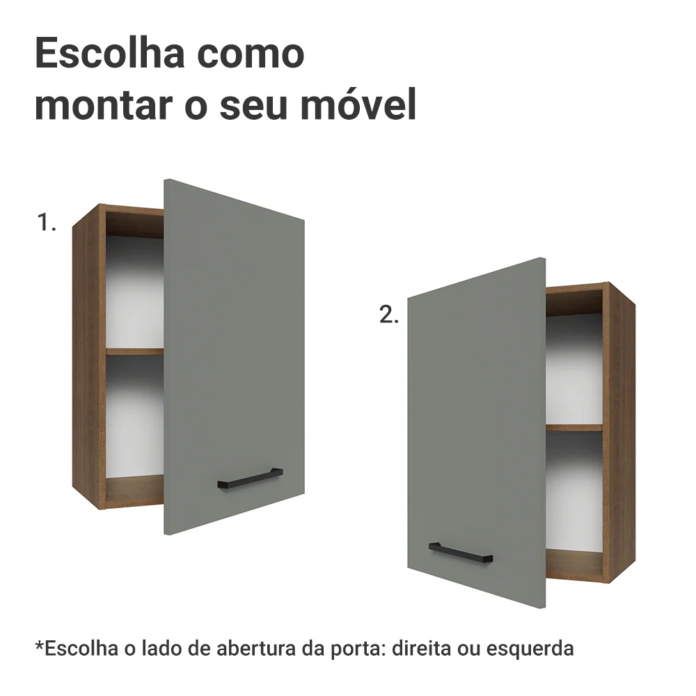 Armário Aéreo 50cm 1 Porta Rustic/Cinza Agata Madesa - Image 4