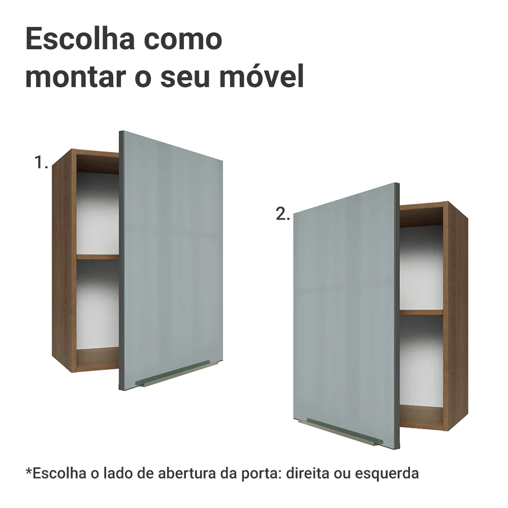 Armário Aéreo 50cm 1 Porta Rustic/Cinza Lux Madesa - Image 4