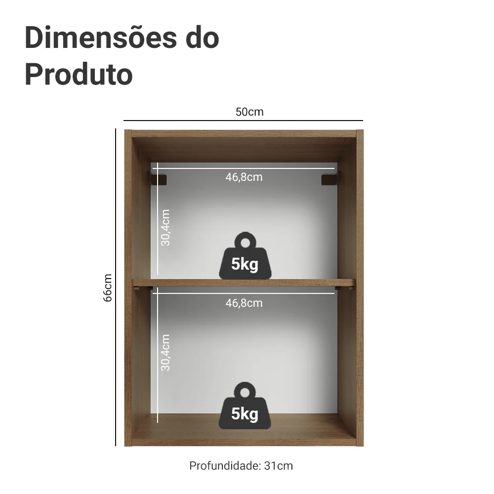 Armário Aéreo 50cm 1 Porta Rustic/Cinza Vik Madesa - Image 2