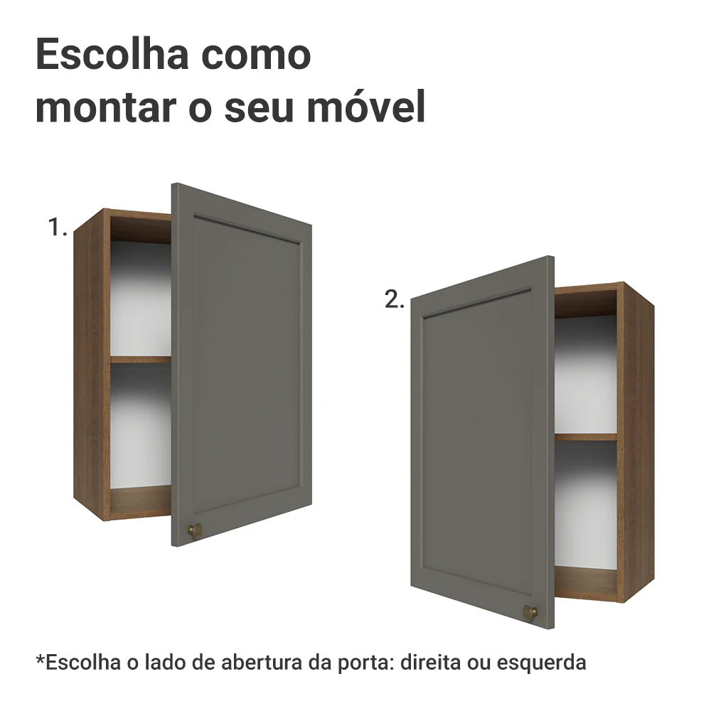 Armário Aéreo 50cm 1 Porta Rustic/Cinza Vik Madesa - Image 4