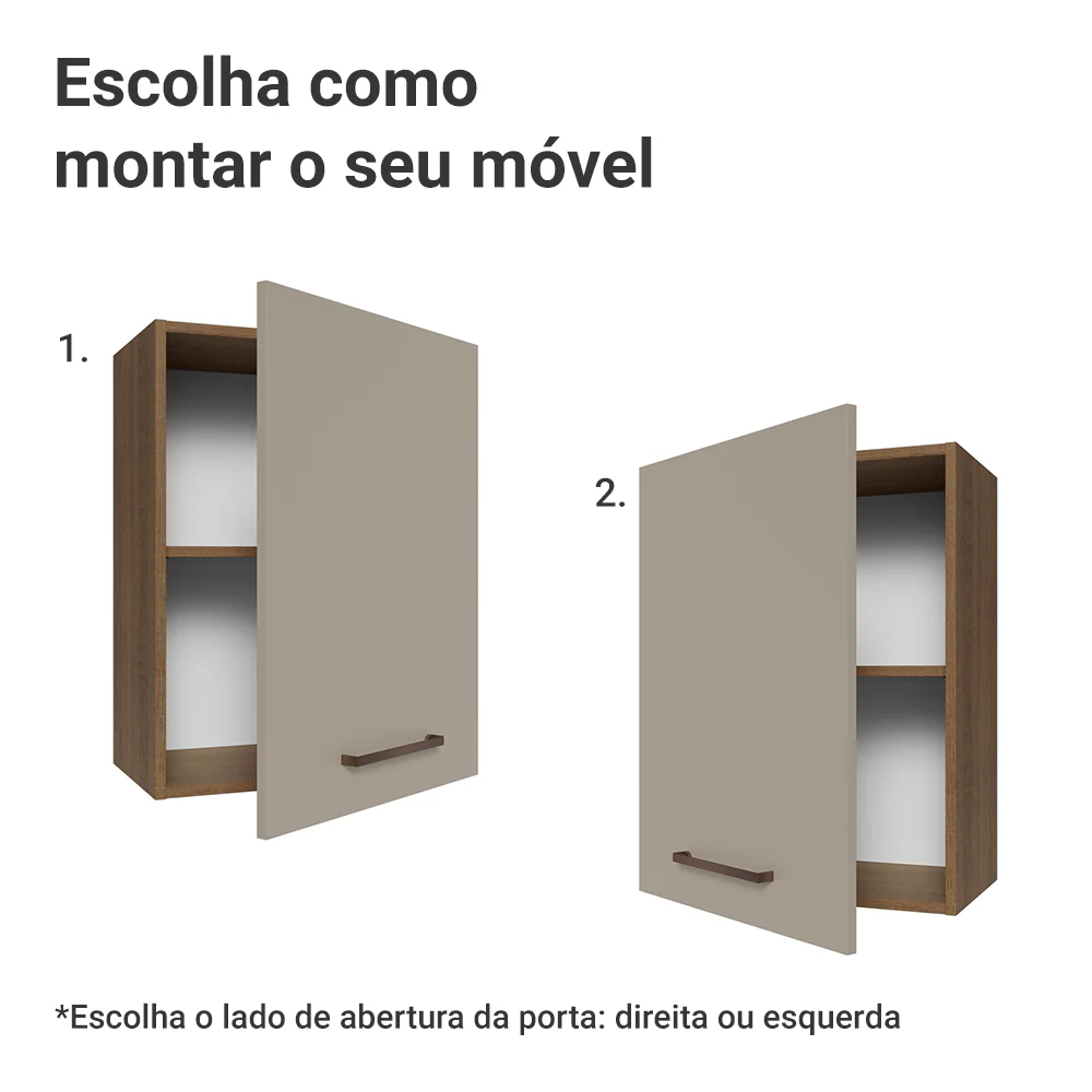 Armário Aéreo 50cm 1 Porta Rustic/Crema Agata Madesa - Image 4