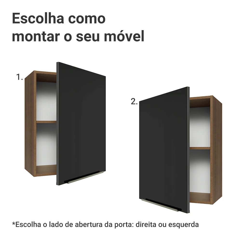 Armário Aéreo 50cm 1 Porta Rustic/Preto Lux Madesa - Image 4