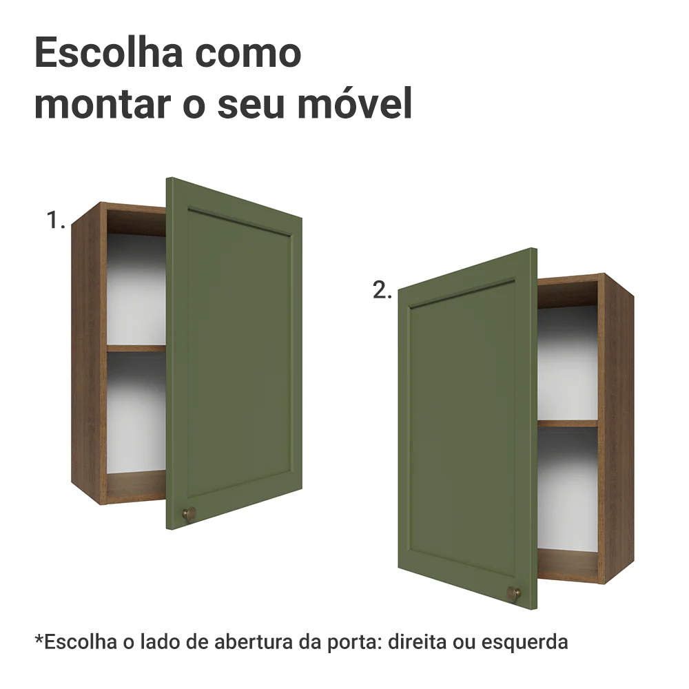 Armário Aéreo 50cm 1 Porta Rustic/Verde Vik Madesa - Image 4