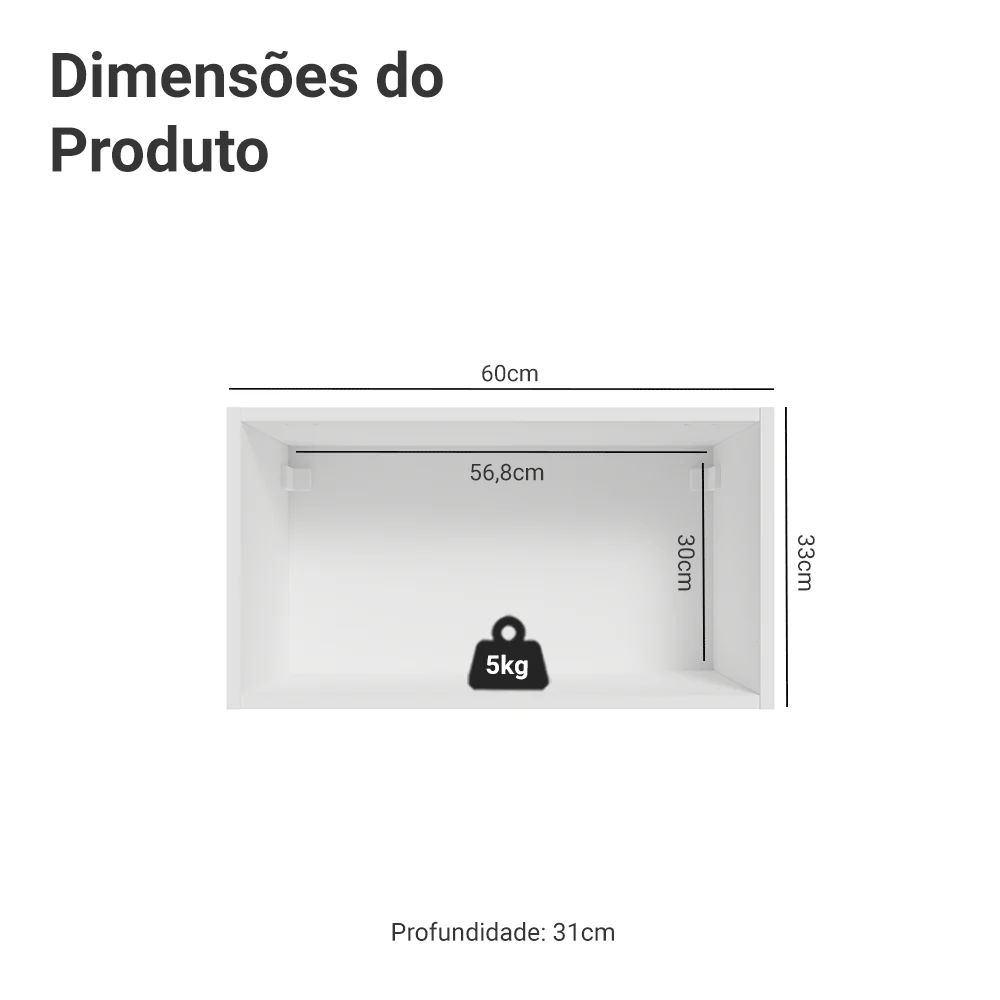 Armário Aéreo 60 cm 1 Porta Basculante Branco/Azul Vik Madesa - Image 2