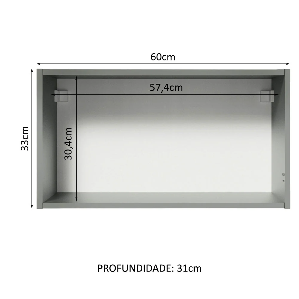 Armário Aéreo 60 cm 1 Porta Basculante Cinza Nice Madesa - Image 3