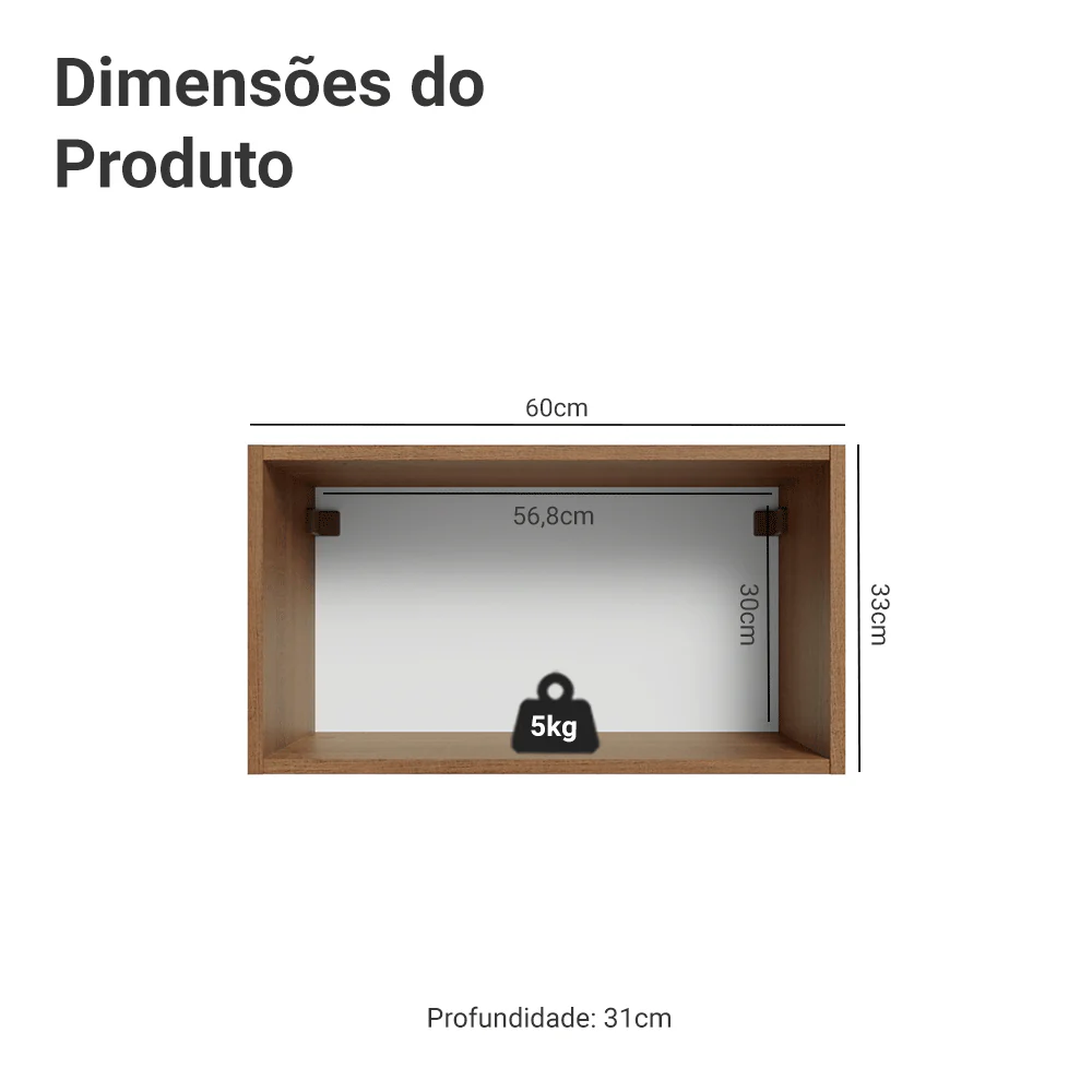Armário Aéreo 60 cm 1 Porta Basculante Rustic/Cinza Vik Madesa - Image 2