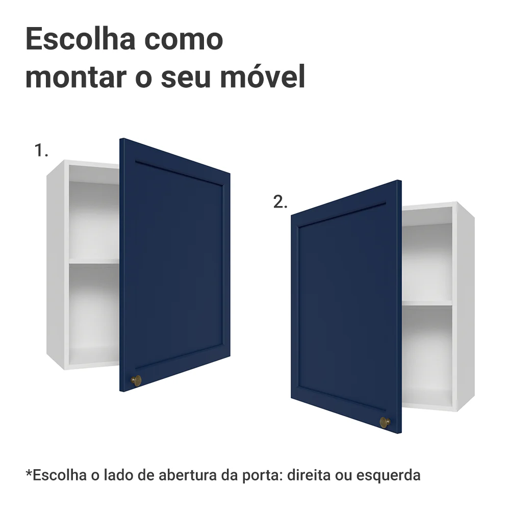 Armário Aéreo 60 cm 1 Porta Branco/Azul Vik Madesa - Image 4
