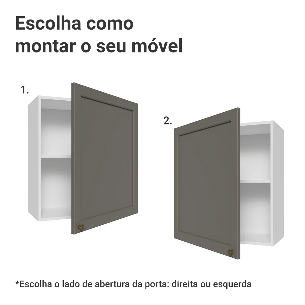Armário Aéreo 60 cm 1 Porta Branco/Cinza Vik Madesa - Image 4
