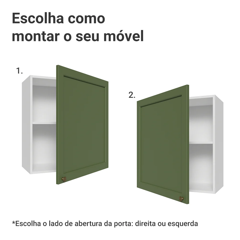 Armário Aéreo 60 cm 1 Porta Branco/Verde Vik Madesa - Image 4