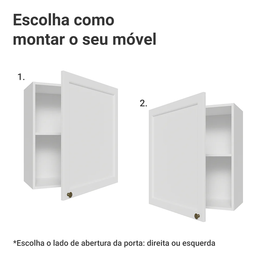 Armário Aéreo 60 cm 1 Porta Branco Vik Madesa - Image 4
