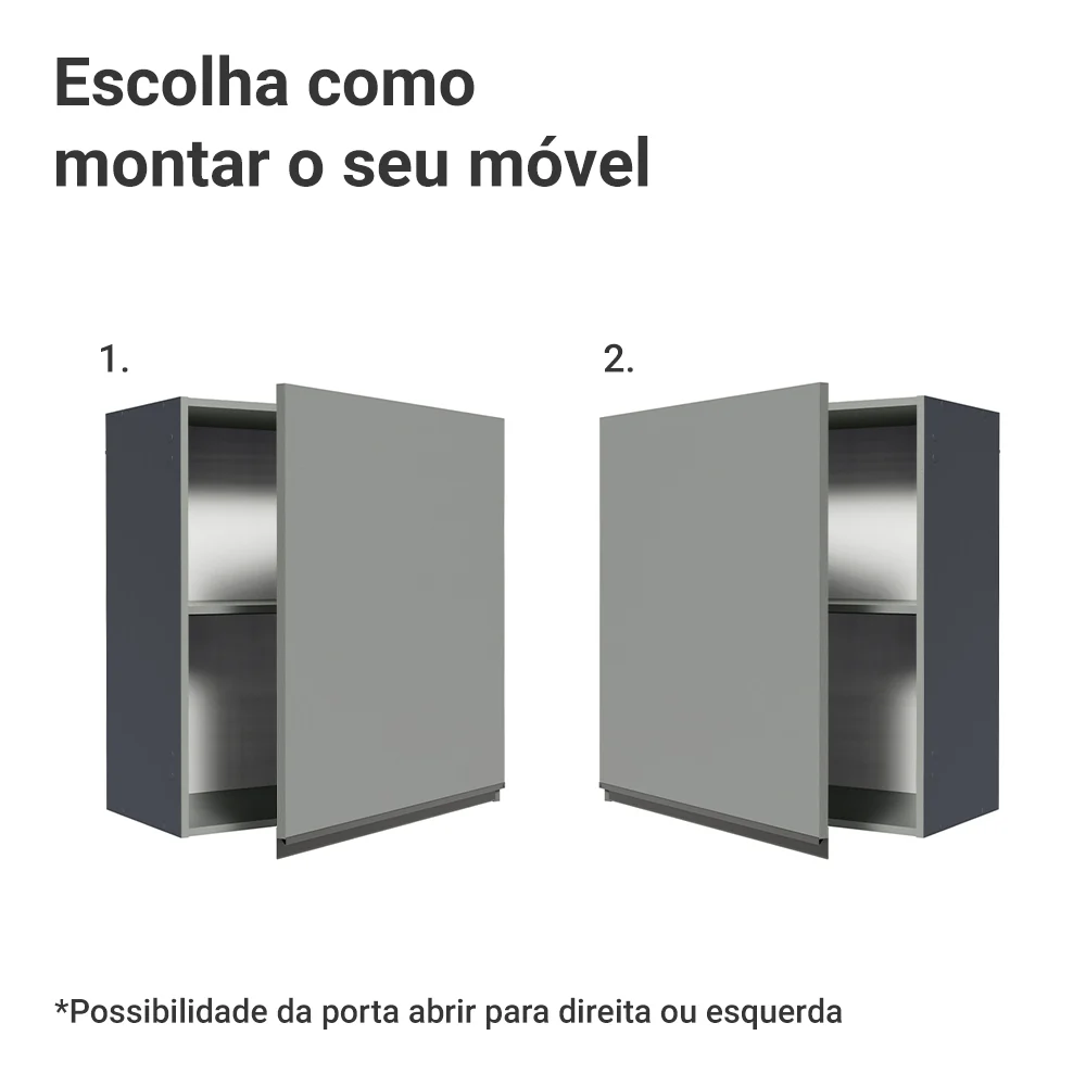 Armário Aéreo 60 cm 1 Porta Cinza Nice Madesa - Image 4