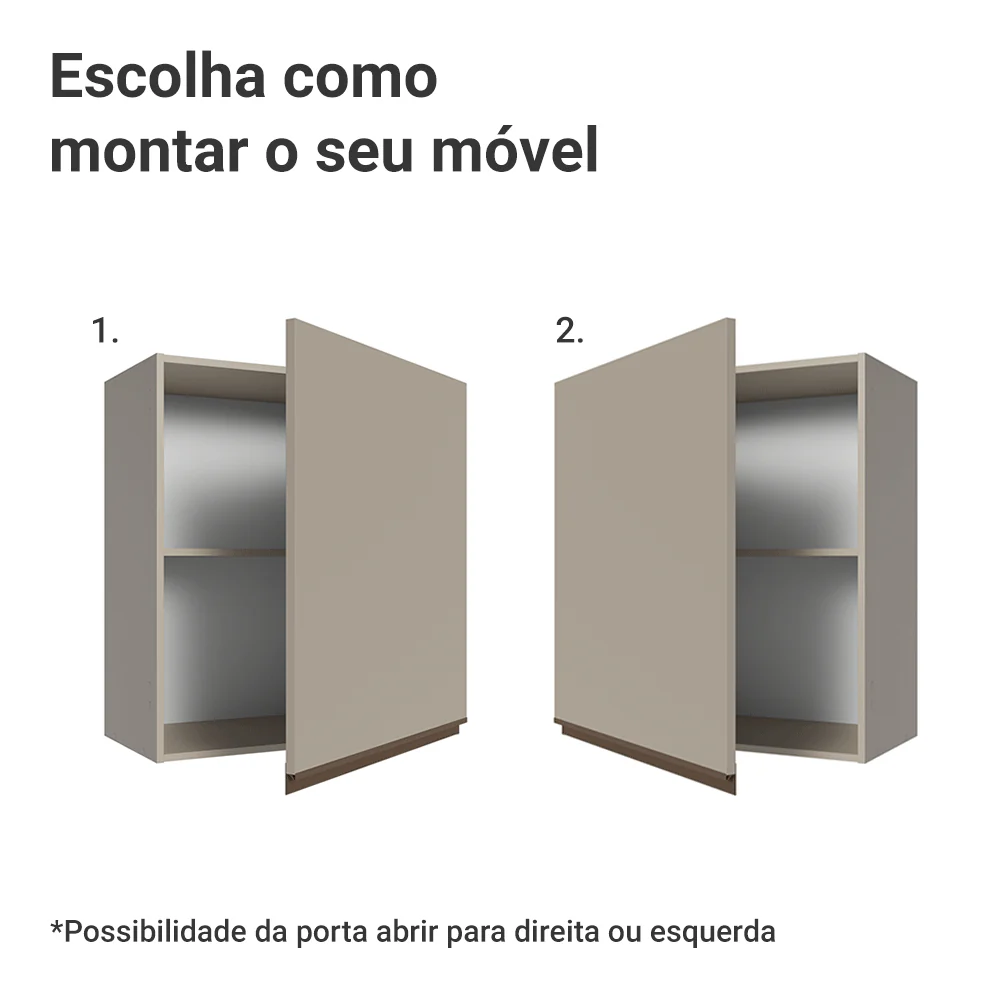 Armário Aéreo 60 cm 1 Porta Crema Nice Madesa - Image 4