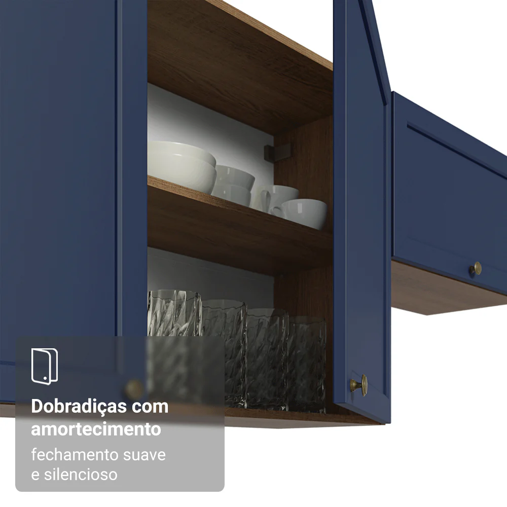Armário Aéreo 60 cm 1 Porta Rustic/Azul Vik Madesa - Image 8