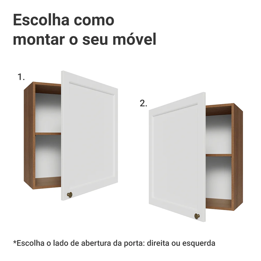 Armário Aéreo 60 cm 1 Porta Rustic/Branco Vik Madesa - Image 4