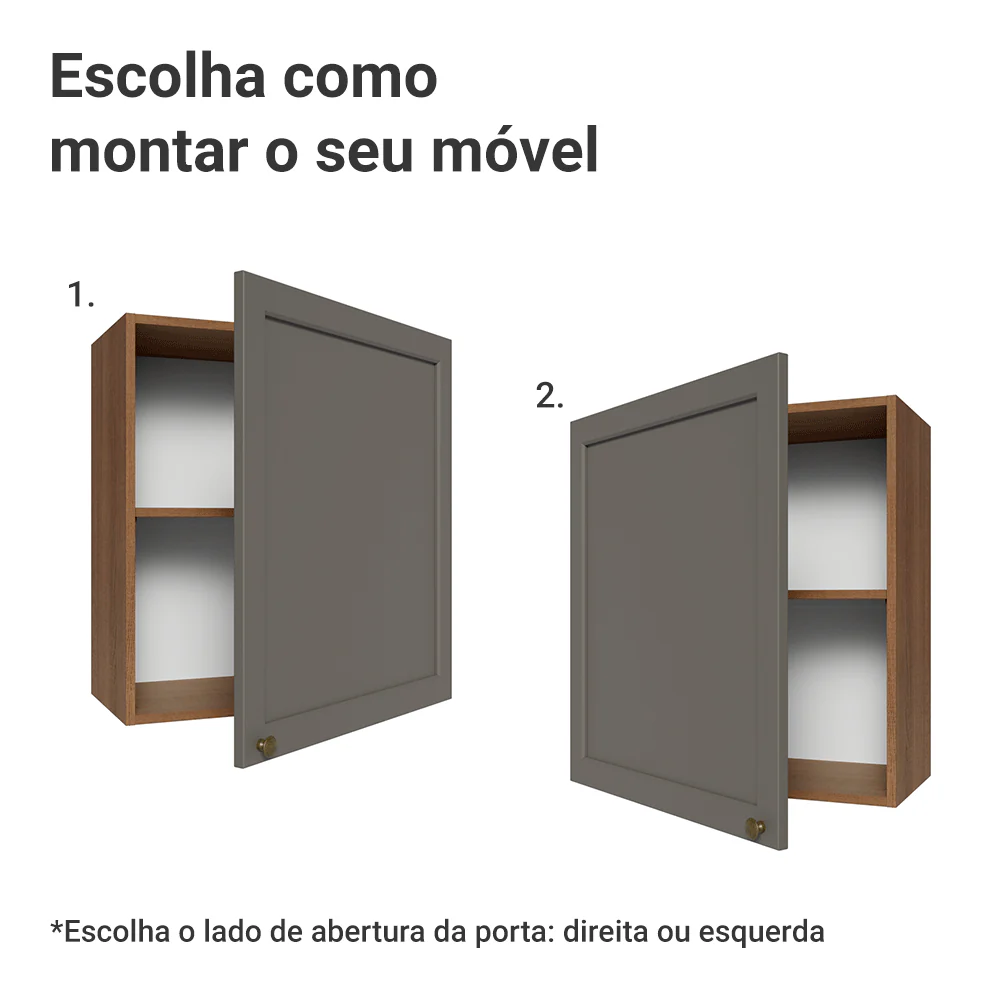 Armário Aéreo 60 cm 1 Porta Rustic/Cinza Vik Madesa - Image 4