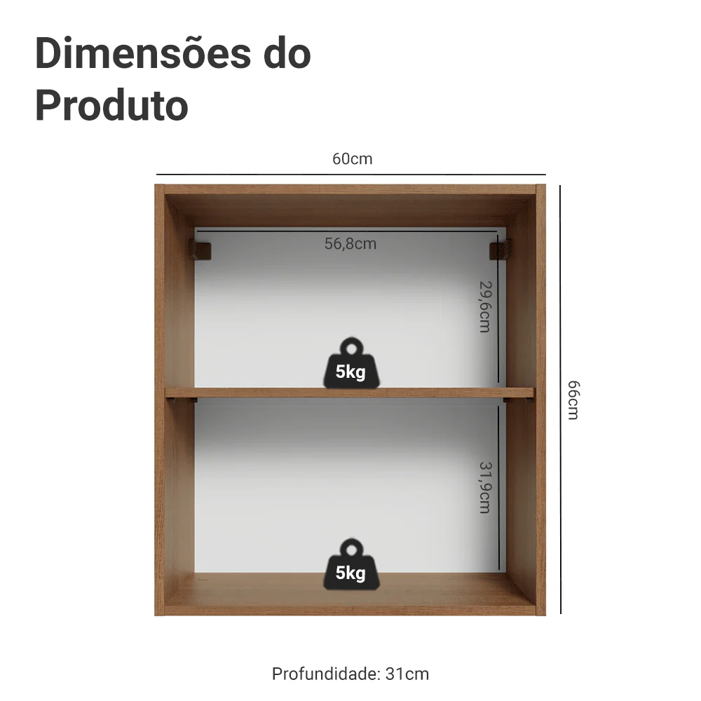 Armário Aéreo 60 cm 1 Porta Rustic/verde Vik Madesa - Image 2