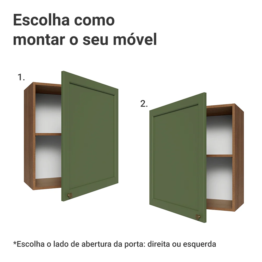Armário Aéreo 60 cm 1 Porta Rustic/verde Vik Madesa - Image 4