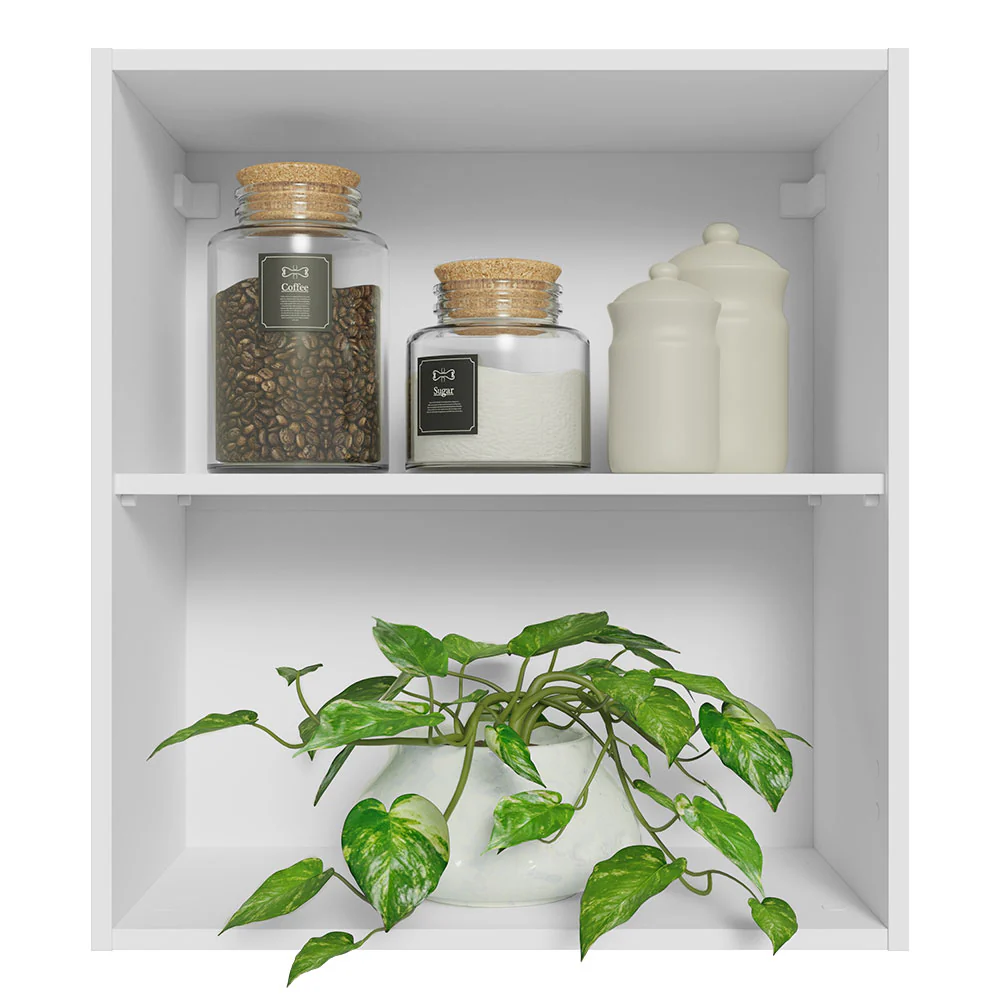 Armário Aéreo 60 cm com 2 Nichos Abertos para Cozinha Madesa Lux, Glamy, Agata, Stella Branco - Image 3