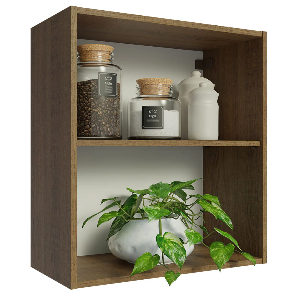 Armário Aéreo 60 cm com 2 Nichos Abertos para Cozinha Madesa Lux, Glamy, Agata, Stella Rustic - Image 4