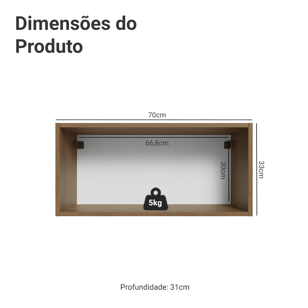 Armário Aéreo 70 cm 1 Porta Basculante Rustic/Azul Vik Madesa - Image 2