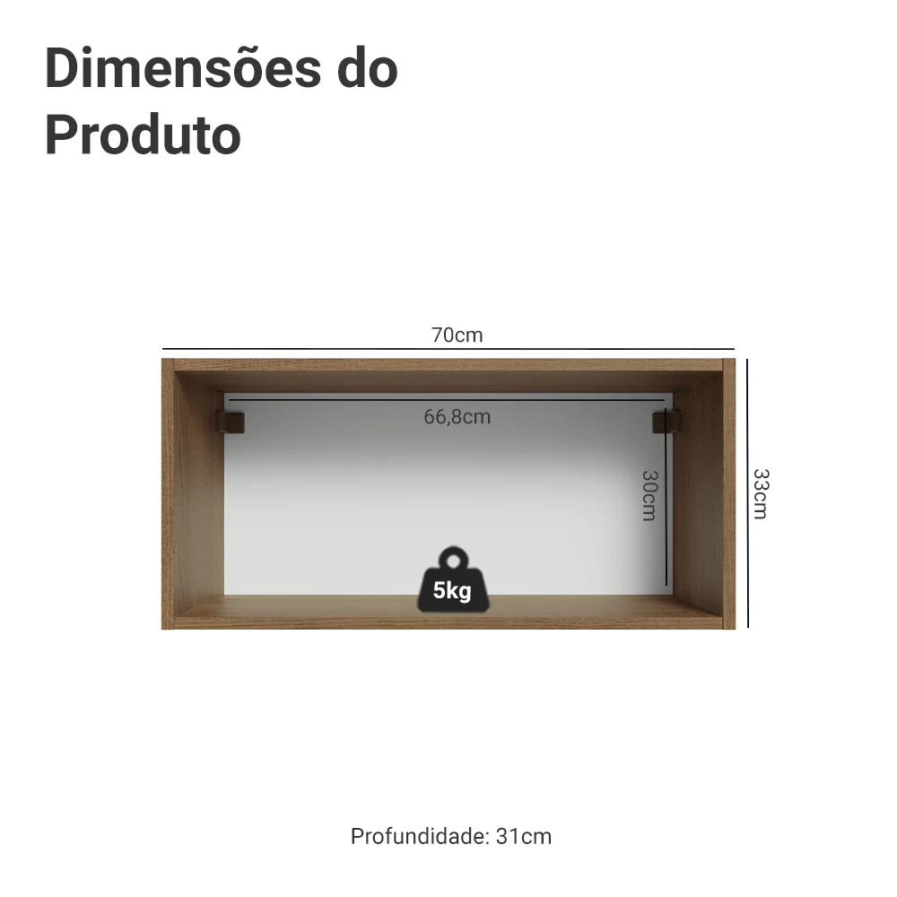 Armário Aéreo 70 cm 1 Porta Basculante Rustic/Crema Vik Madesa - Image 2