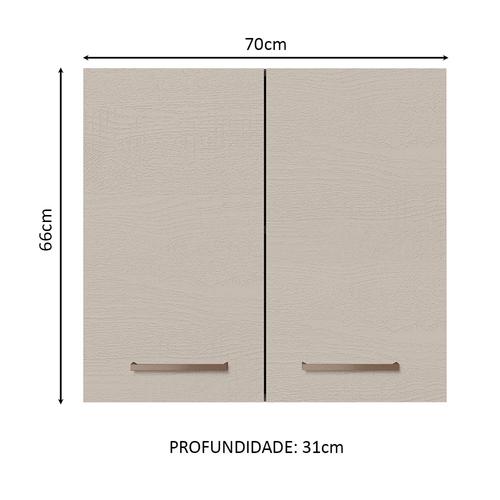 Armário Aéreo 70 cm 2 Portas Branco/Crema Agata Madesa - Image 2
