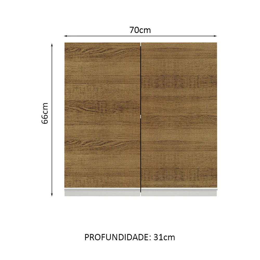 Armário Aéreo 70 cm 2 Portas Branco/Rustic Glamy Madesa - Image 2