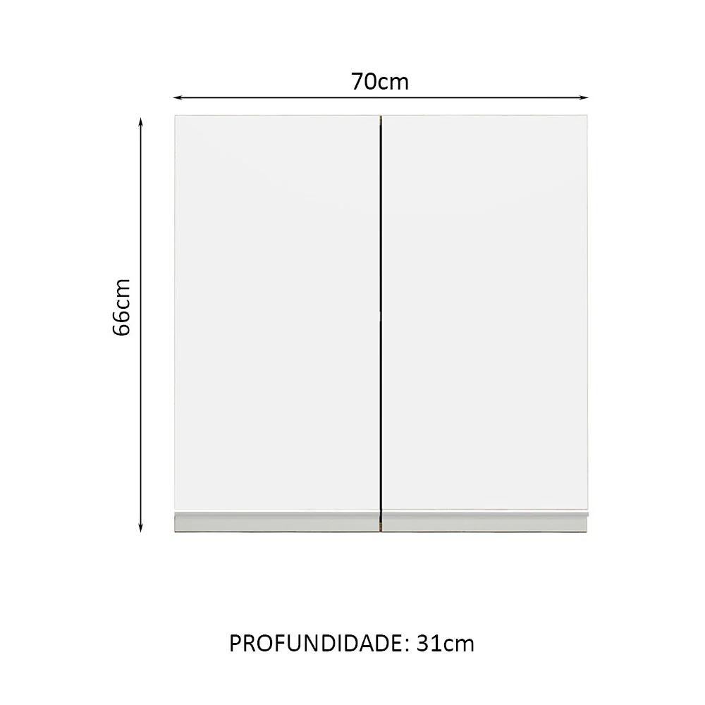 Armário Aéreo 70 cm 2 Portas Rustic/Branco Glamy Madesa - Image 2