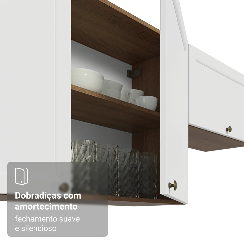 Armário Aéreo 70 cm 2 Portas Rustic/Branco Vik Madesa - Image 7