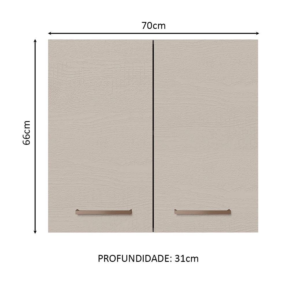 Armário Aéreo 70 cm 2 Portas Rustic/Crema Agata Madesa - Image 2