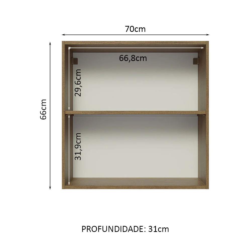 Armário Aéreo 70 cm 2 Portas Rustic Glamy Madesa - Image 3