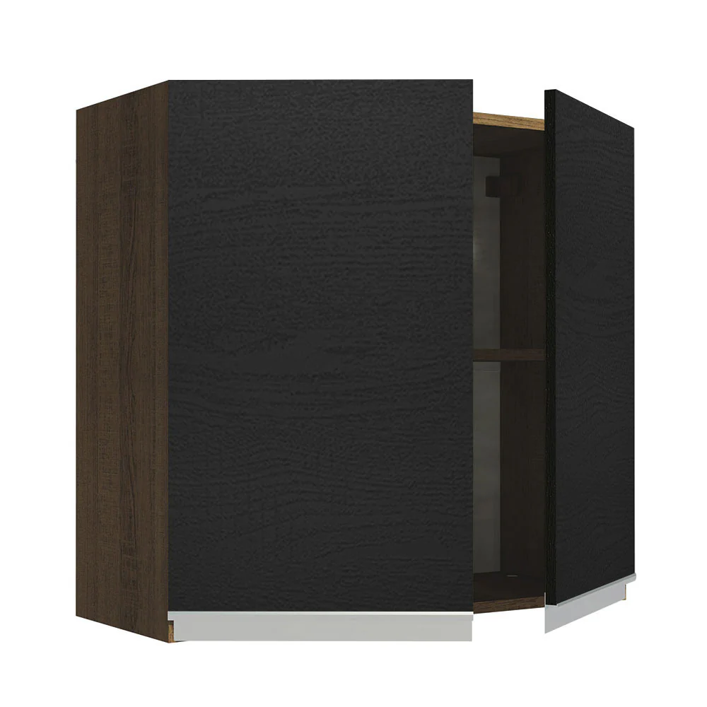 Armário Aéreo 70 cm 2 Portas Rustic/Preto Glamy Madesa - Image 5