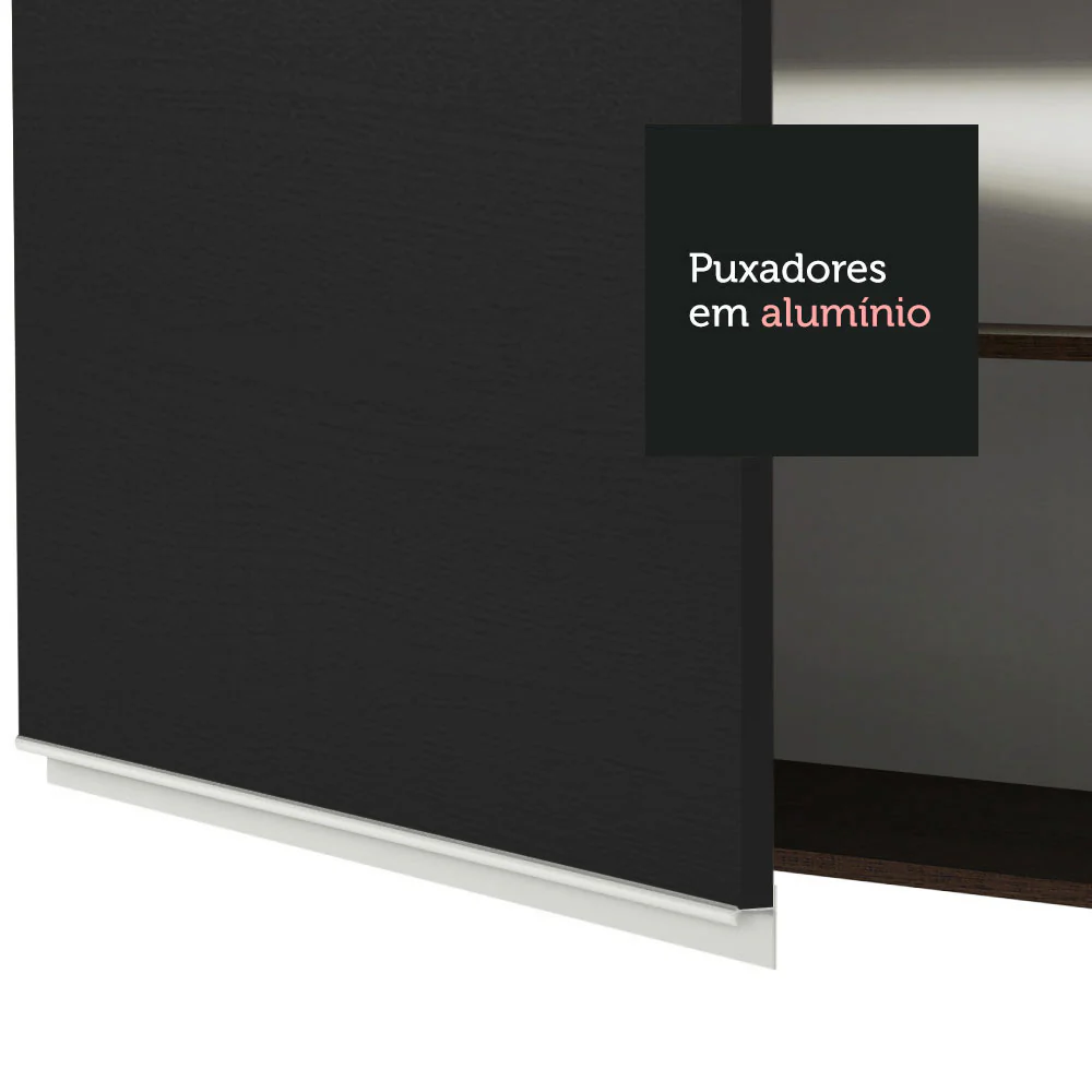 Armário Aéreo 70 cm 2 Portas Rustic/Preto Glamy Madesa - Image 8