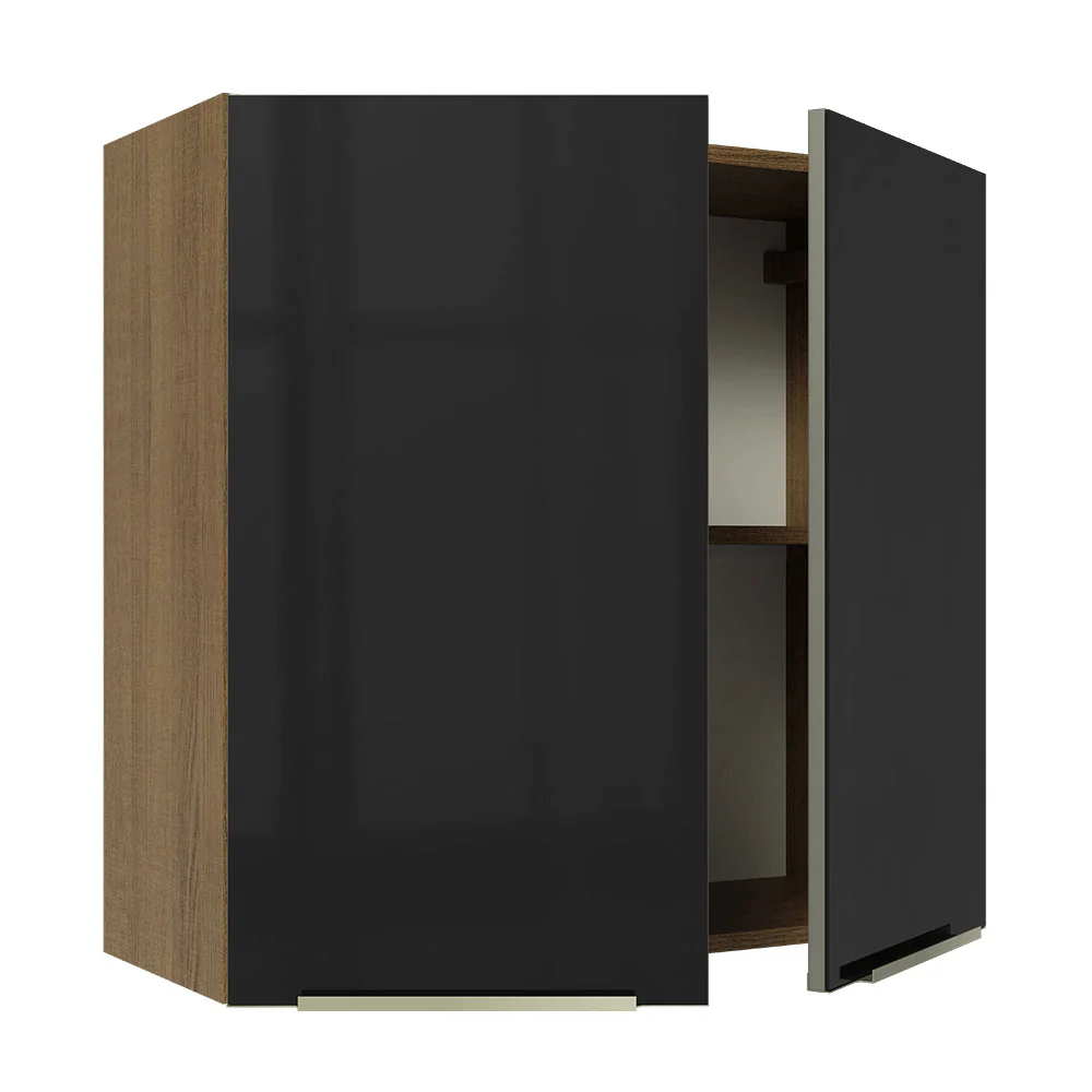 Armário Aéreo 70 cm 2 Portas Rustic/Preto Lux Madesa - Image 8