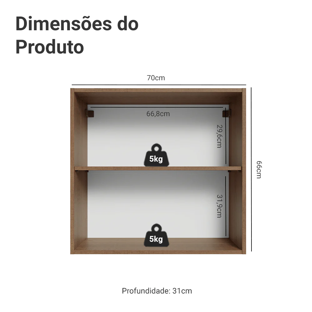 Armário Aéreo 70 cm 2 Portas Rustic/Verde Vik Madesa - Image 2