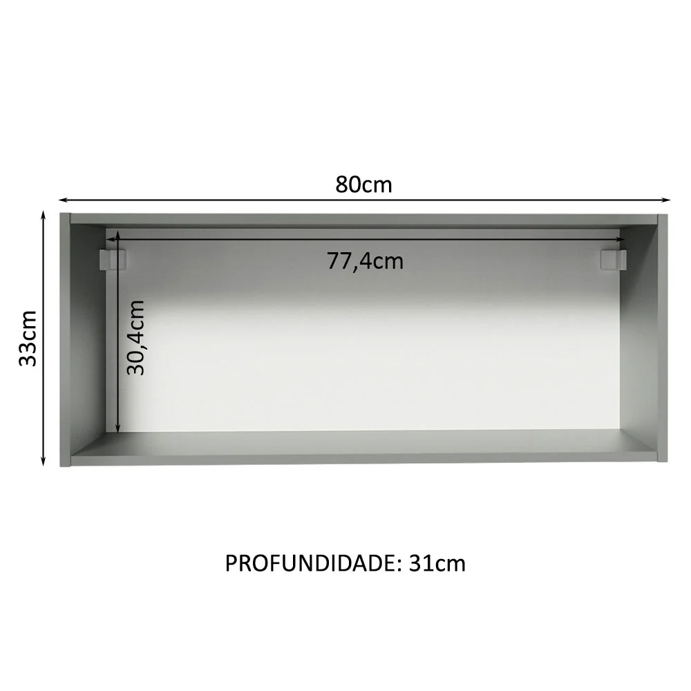 Armário Aéreo 80 cm 1 Porta Basculante Cinza Nice Madesa - Image 3