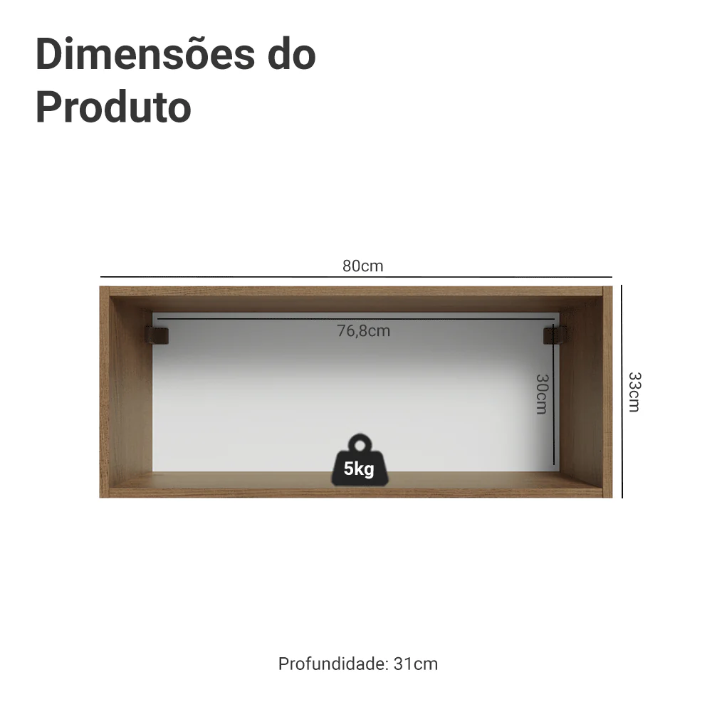 Armário Aéreo 80 cm 1 Porta Basculante Rustic/Azul Vik Madesa - Image 2
