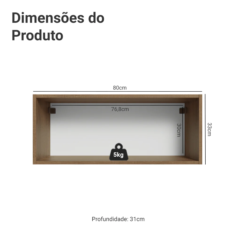 Armário Aéreo 80 cm 1 Porta Basculante Rustic/Crema Vik Madesa - Image 2