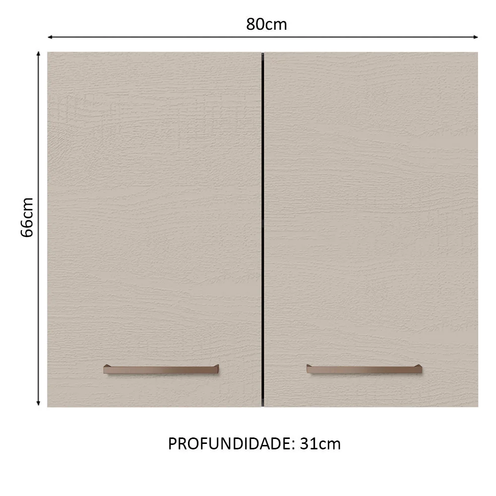 Armário Aéreo 80 cm 2 Portas Branco/Crema Agata Madesa - Image 2