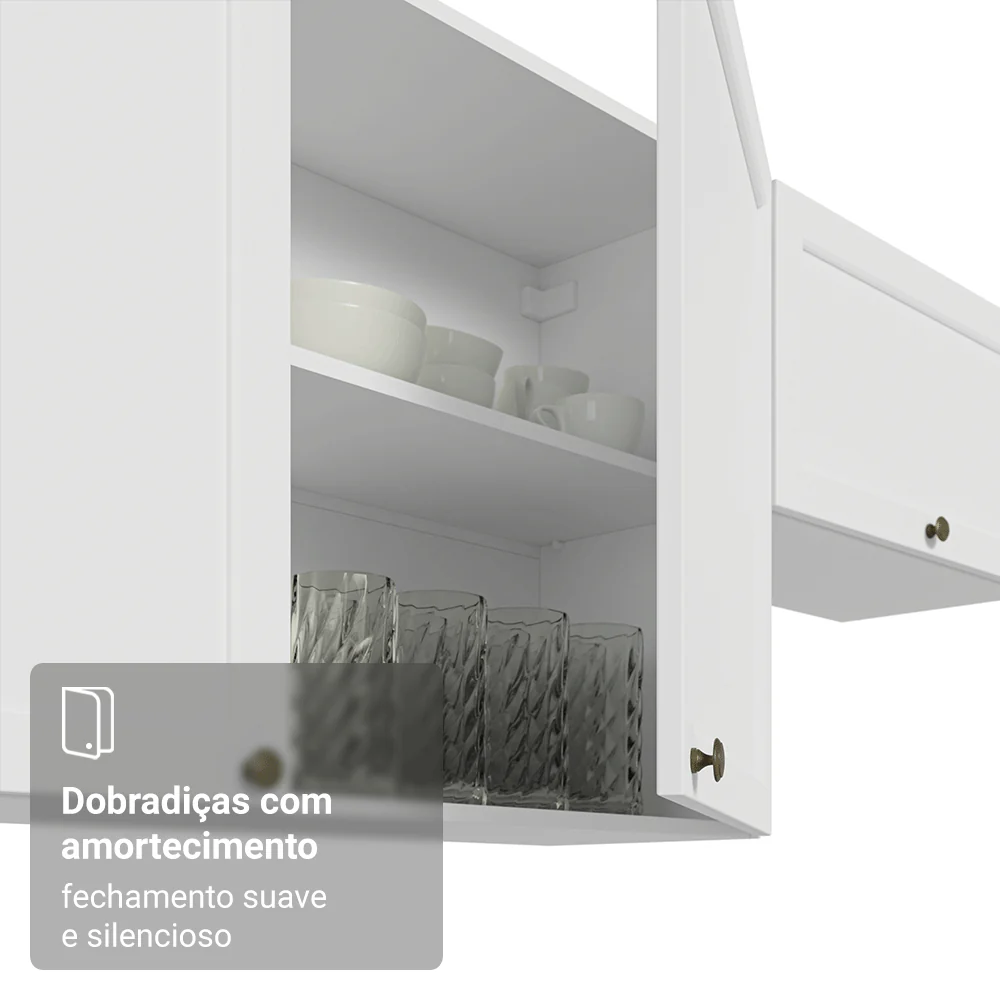 Armário Aéreo 80 cm 2 Portas Branco Vik Madesa - Image 7