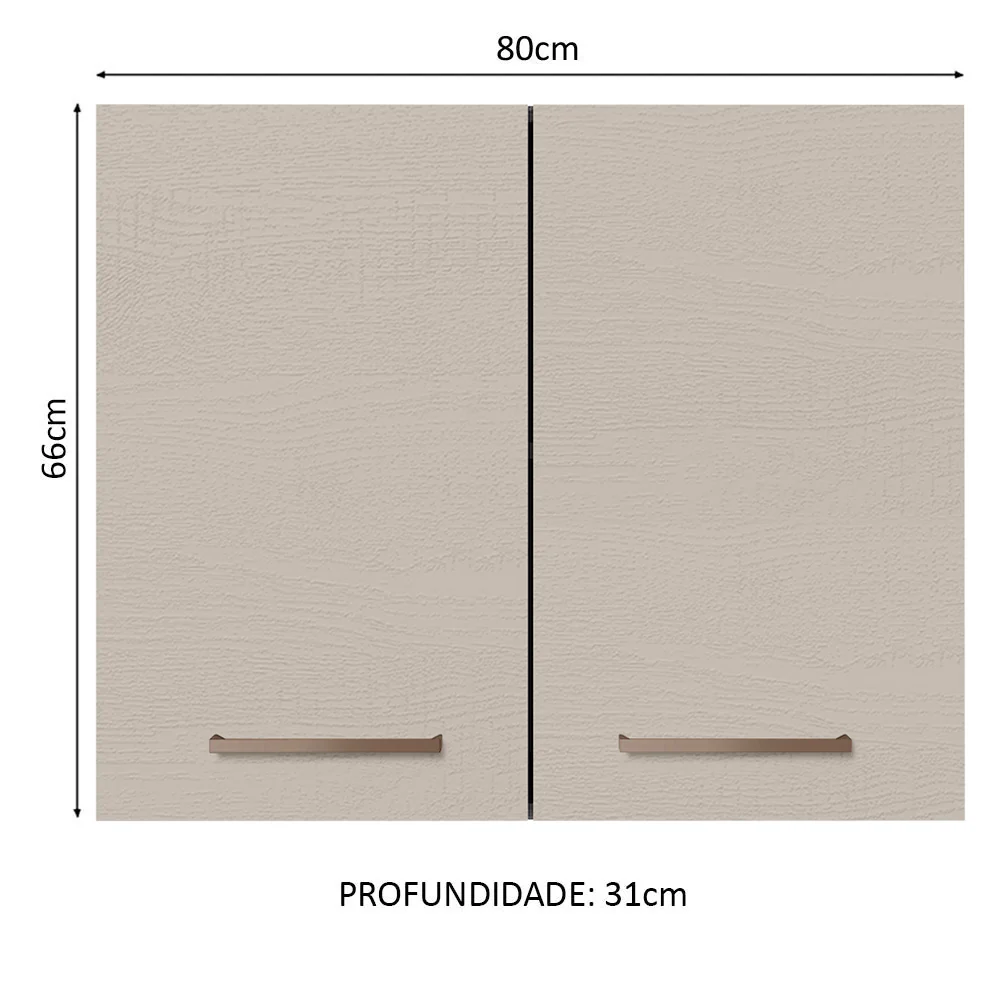 Armário Aéreo 80 cm 2 Portas Rustic/Crema Agata Madesa - Image 2