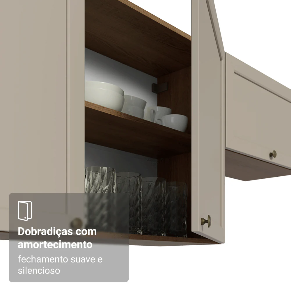 Armário Aéreo 80 cm 2 Portas Rustic/Crema Vik Madesa - Image 7