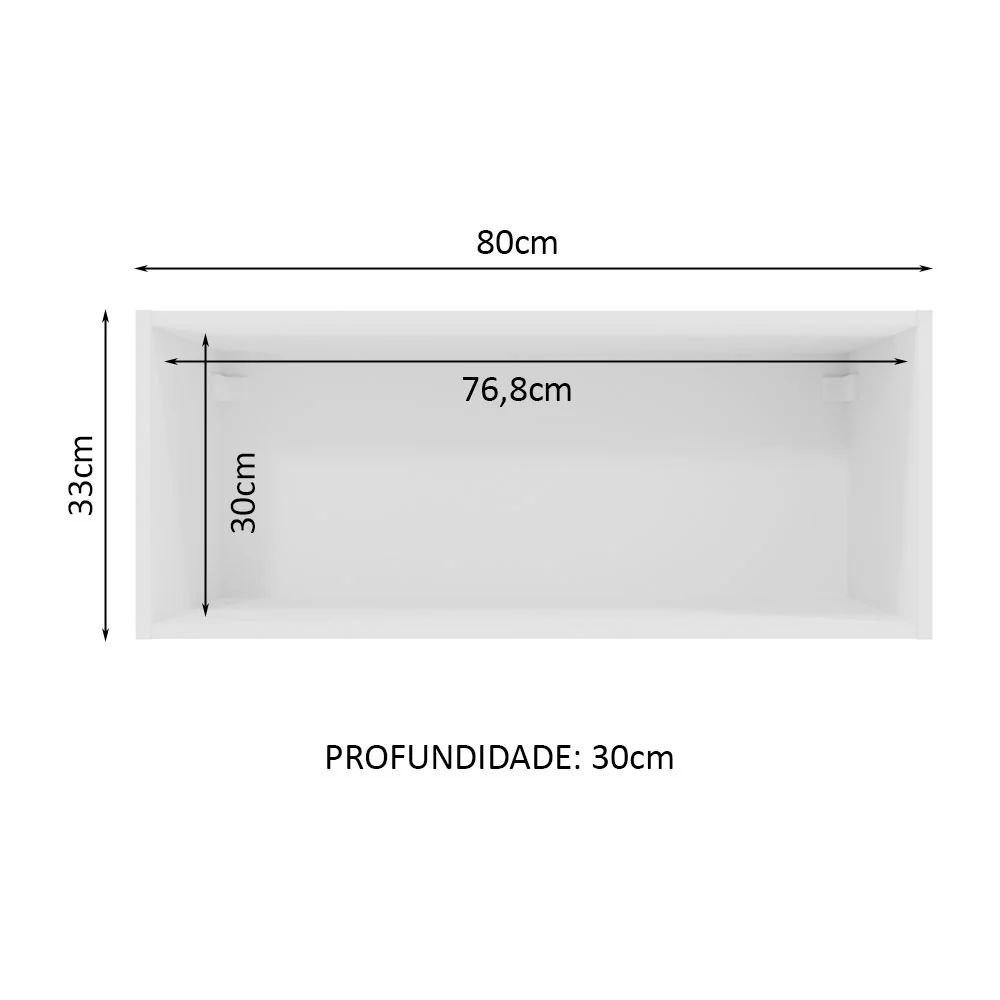 Armário Aéreo 80 cm Nicho Aberto para Cozinhas Lux, Glamy, Agata, Stella Branco Madesa - Image 2